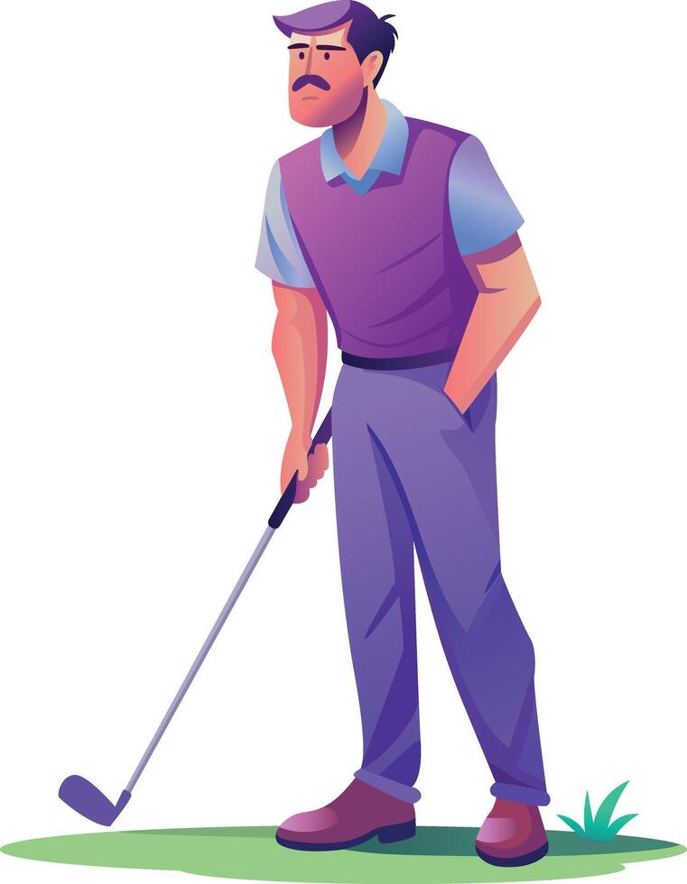 Flat illustration of professional golfing character vector
