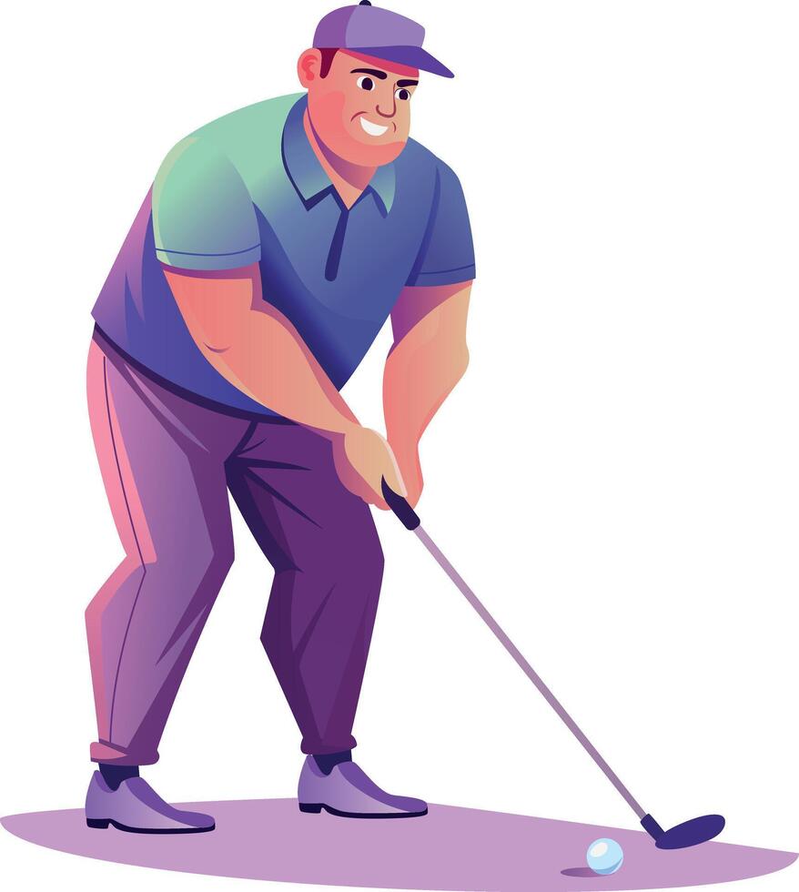 Golfer man flat character illustration vector