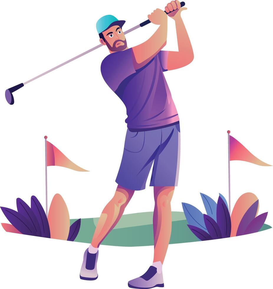 A flat style illustration of professional golf shot vector