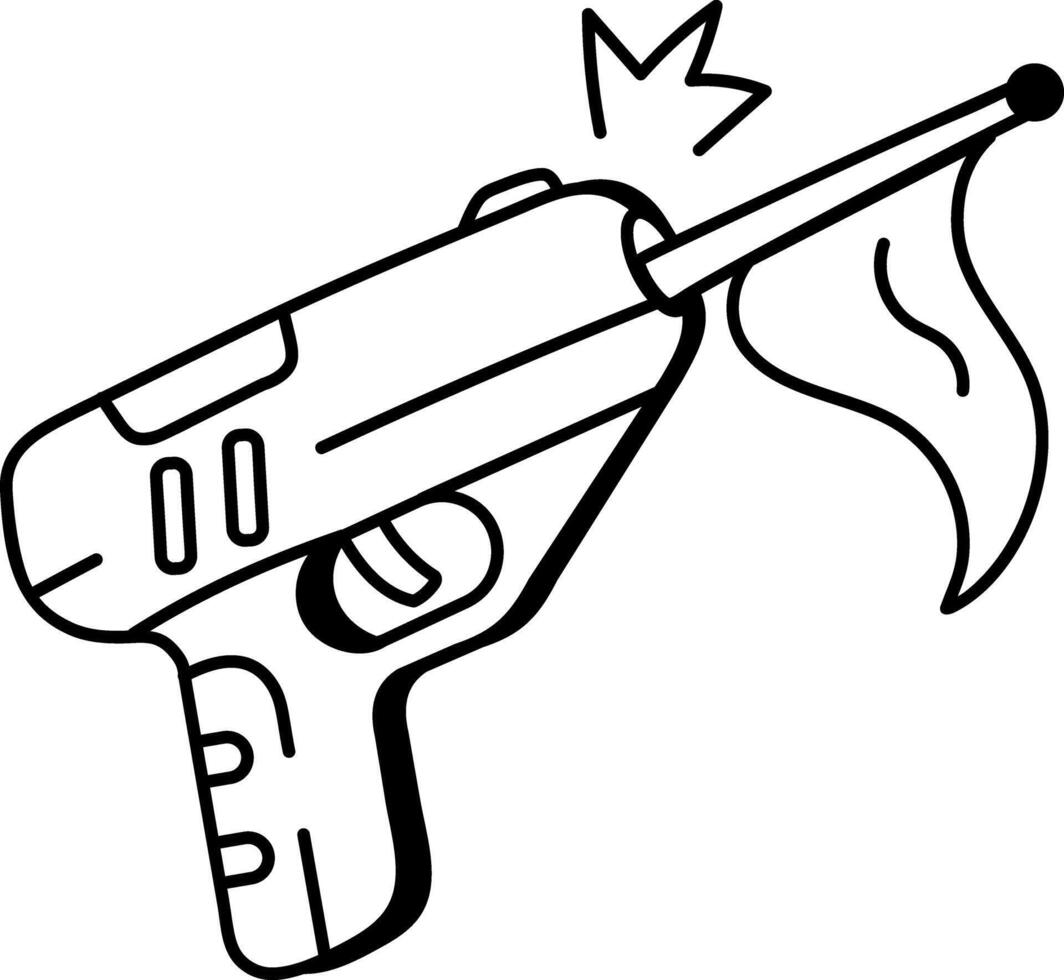 Prank gun icon in hand drawn style vector