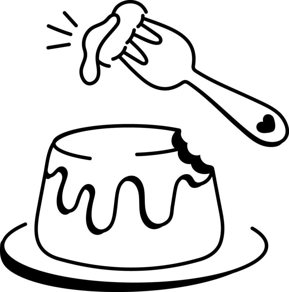 Sweet pudding icon in doodle style vector