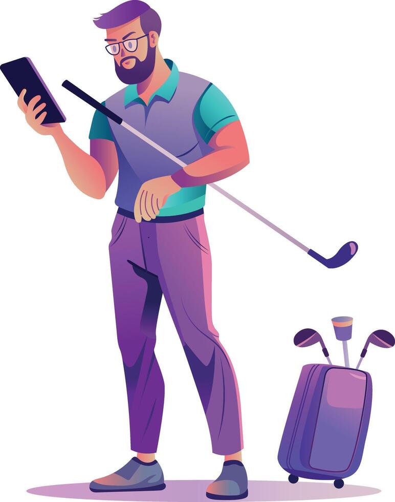 A flat style illustration of a golfing boy vector