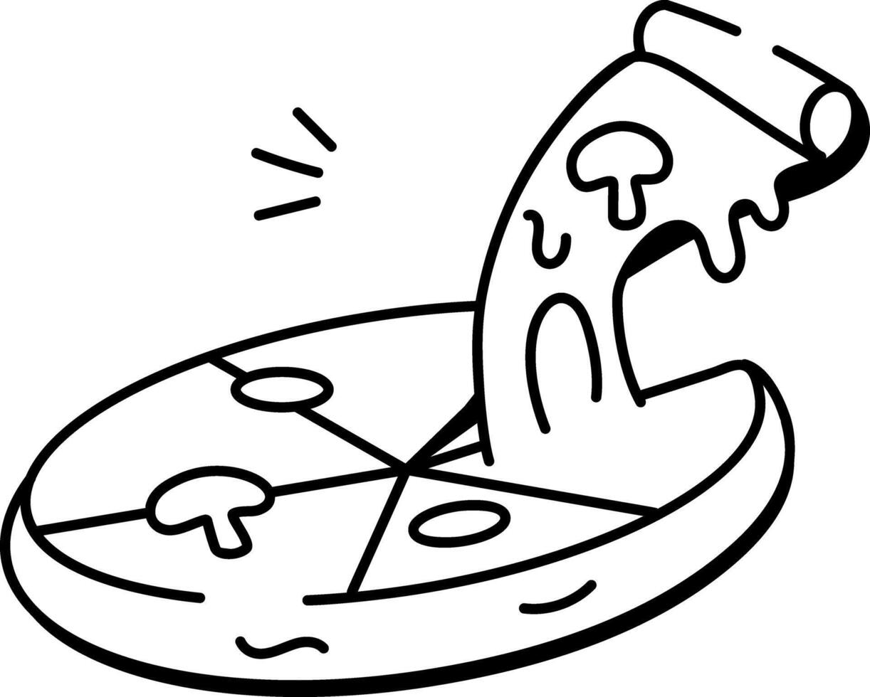 Pizza icon in hand drawn style vector