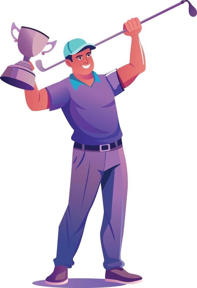 Golf winner flat character illustration vector