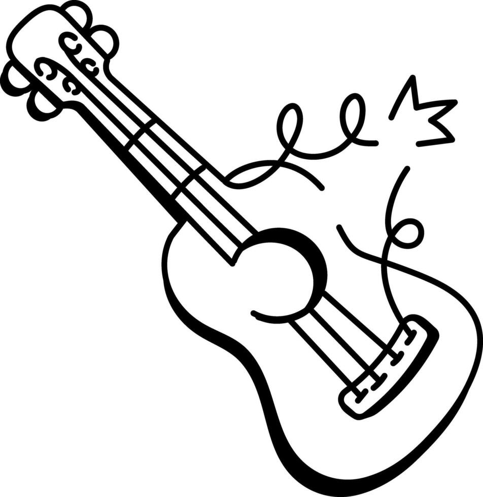 A doodle style icon of a guitar vector