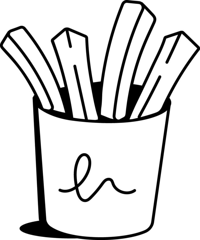 A hand drawn icon of finger fries vector