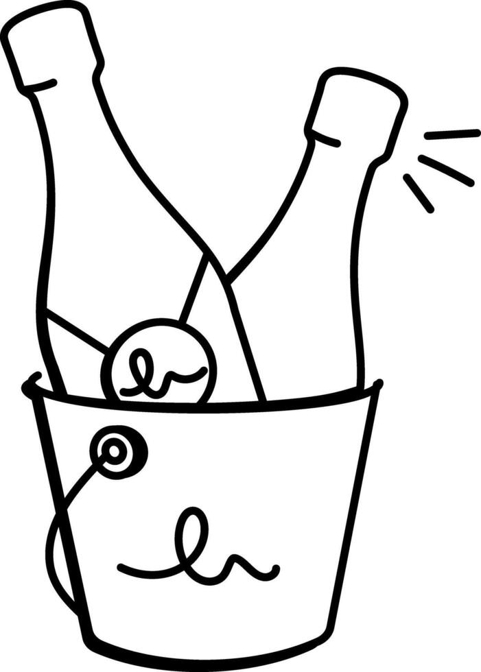 Champagne bucket icon in hand drawn style vector