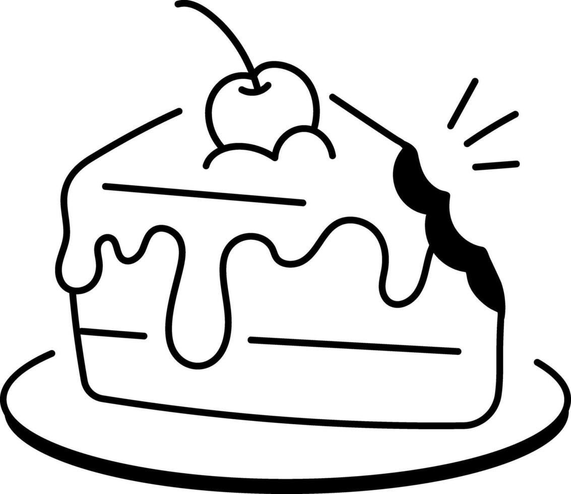 Sweet cake slice icon in doodle style vector