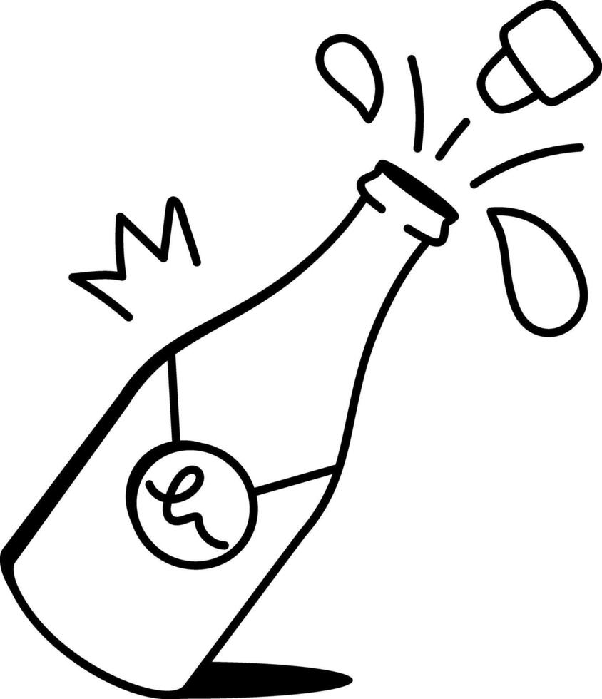 A doodle style icon of champagne pop vector