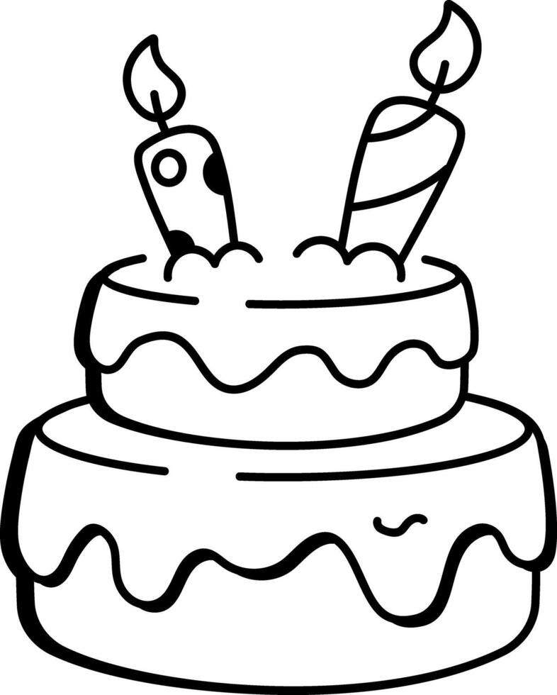 Birthday cake icon in doodle style vector