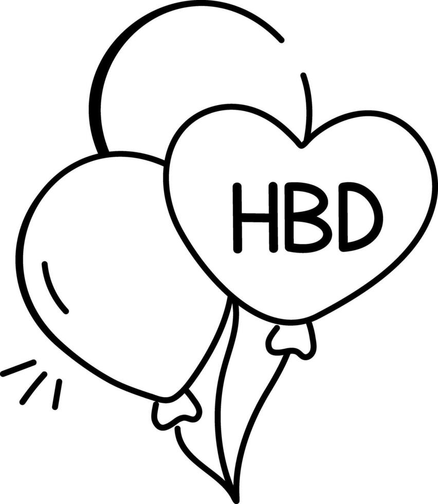 A doodle style icon of birthday balloons vector