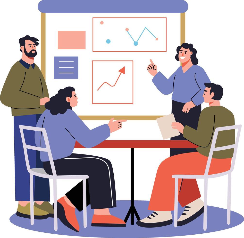 Team working illustration in flat style vector
