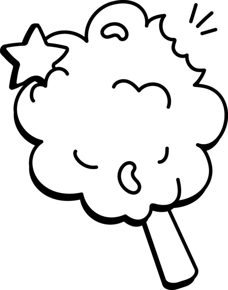 Sweet cotton candy icon in doodle style vector