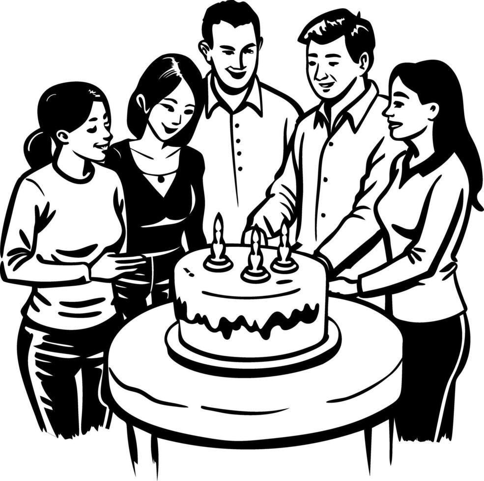 A hand drawn illustration depicting team celebration vector