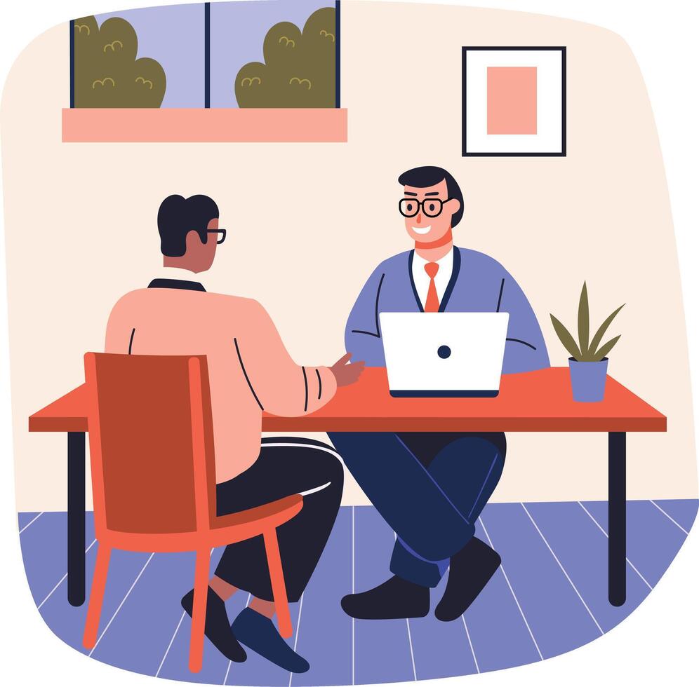 A flat illustration of business client meeting vector