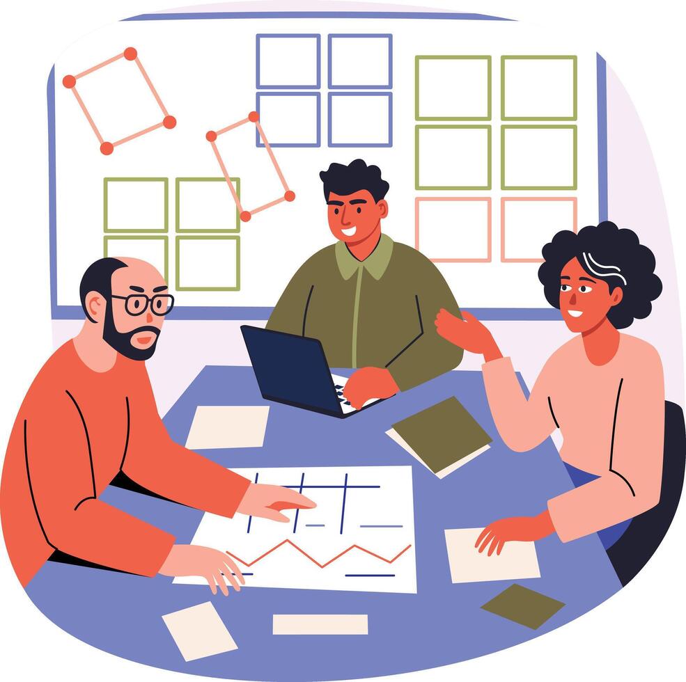 Team collaboration flat style illustration vector