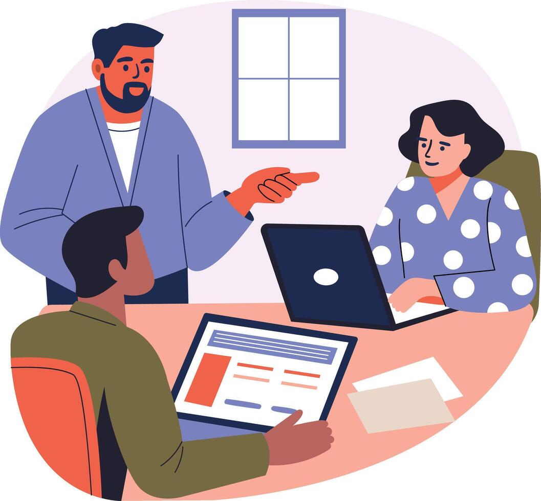 Team conversation flat character illustration vector