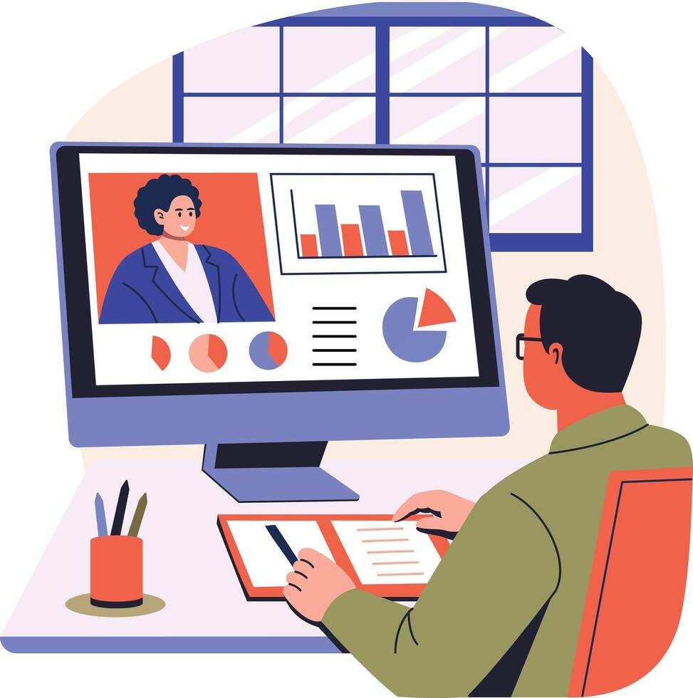 Flat illustration depicting online analysis vector