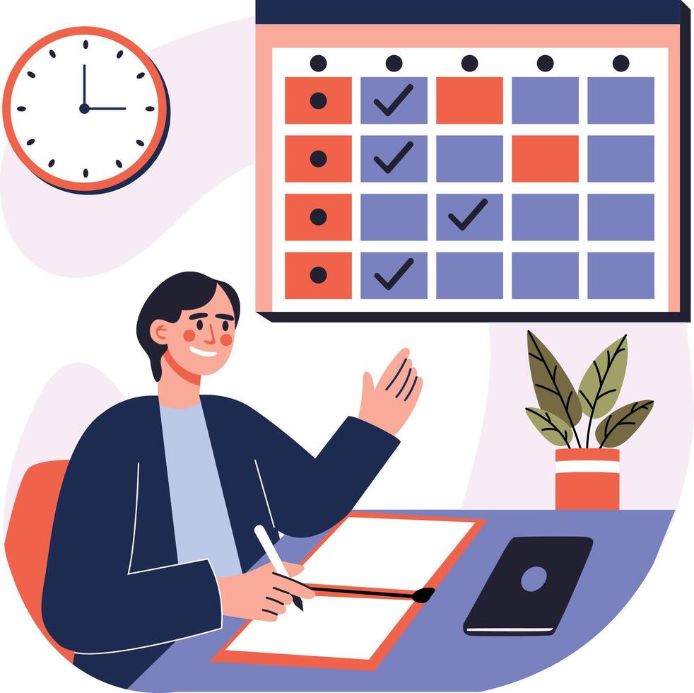 Time management illustration in flat style vector