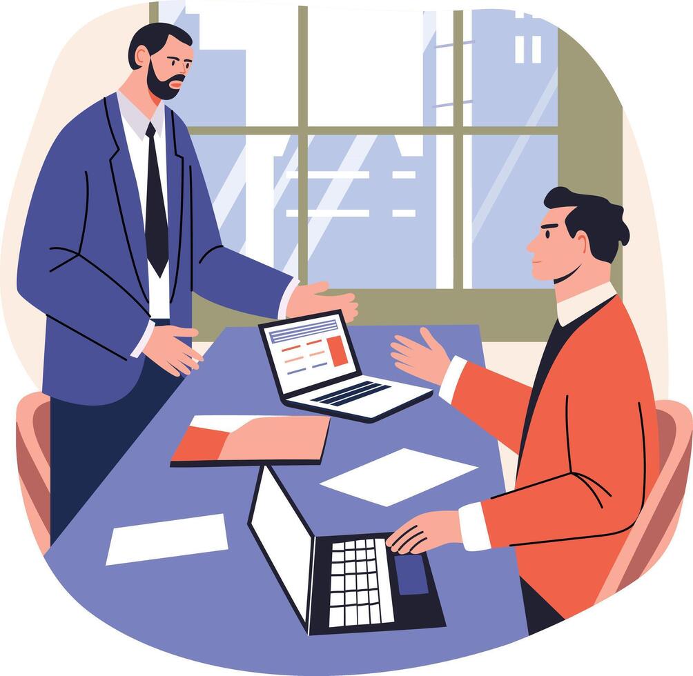 A flat style illustration depicting team argument vector