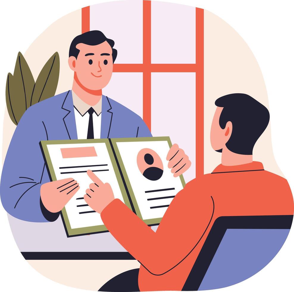 A flat style illustration depicting annual review vector