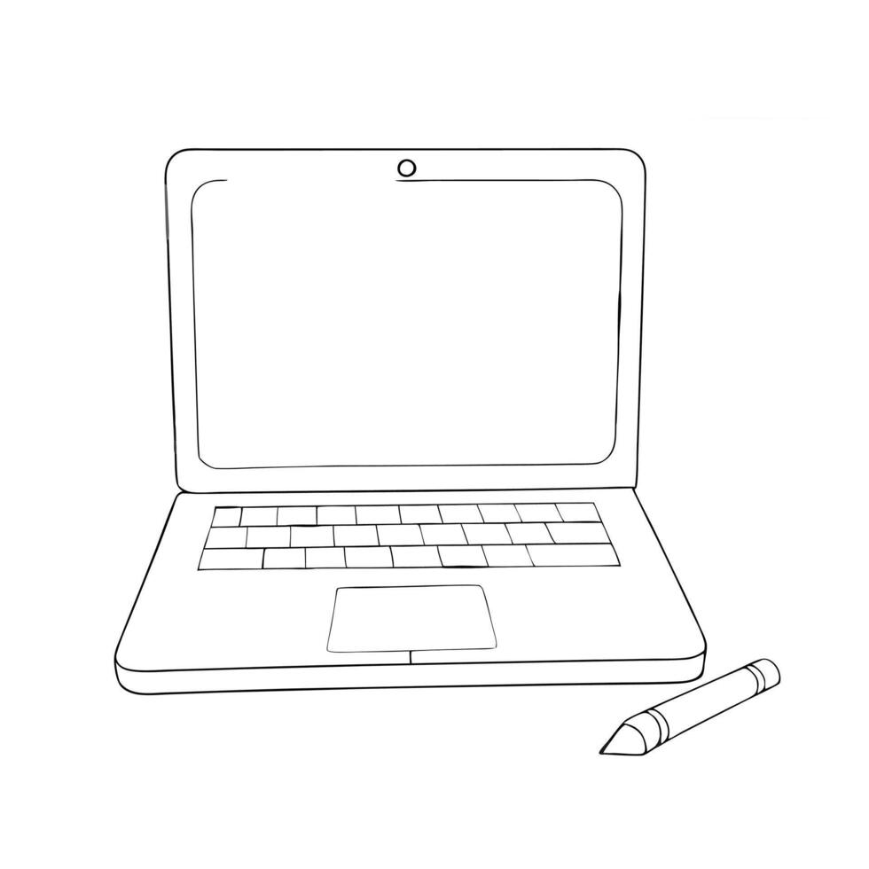 Digital Workspace on an Open Laptop Screen in a Home Office vector