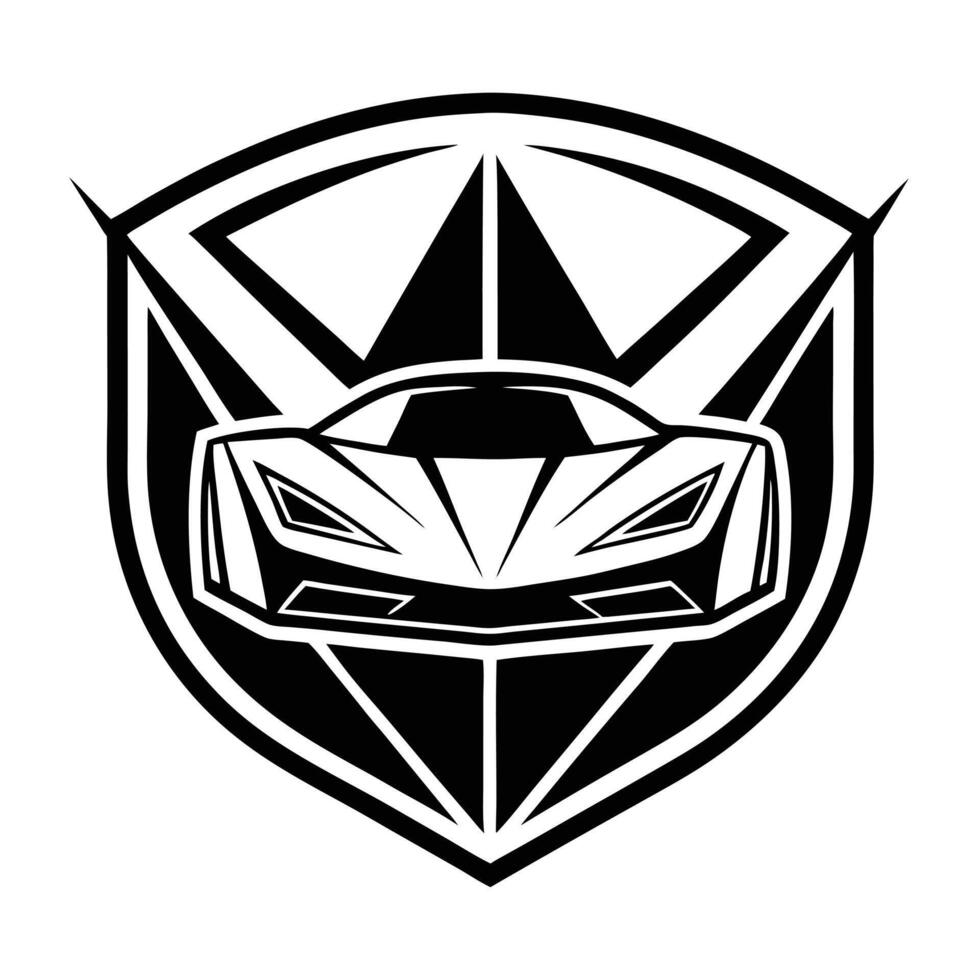 Luxury Car Logo with Minimalist Line Art Features vector