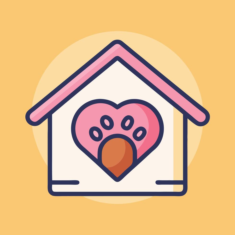 Icon of a House with a Heart and Paw Print Pet Care Design vector