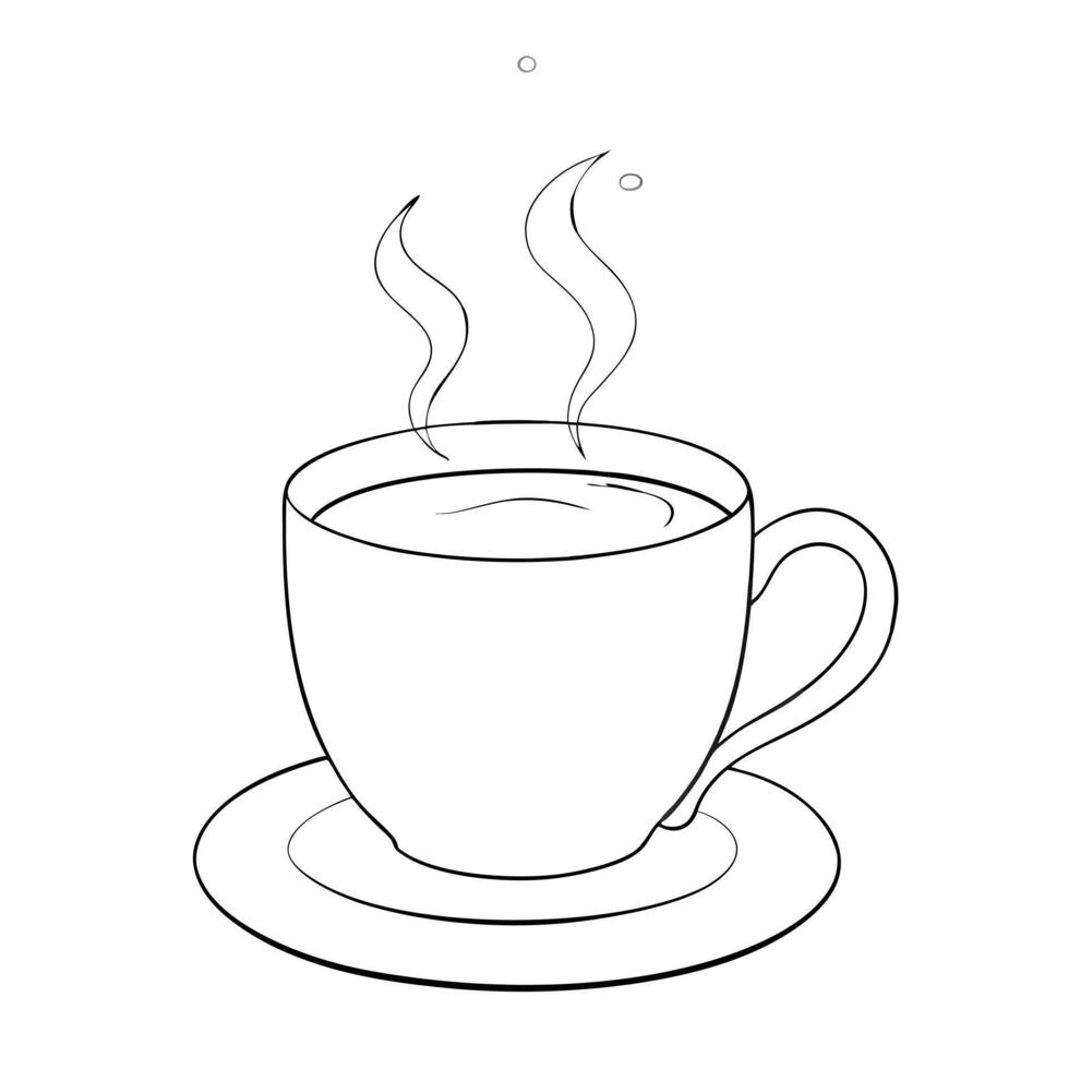 Ceramic Mug Filled with Coffee and Steam Curling Up Illustration vector
