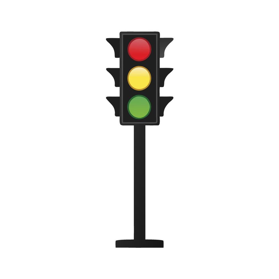 Traffic Light Illustration with Red, Yellow, and Green Illumination vector