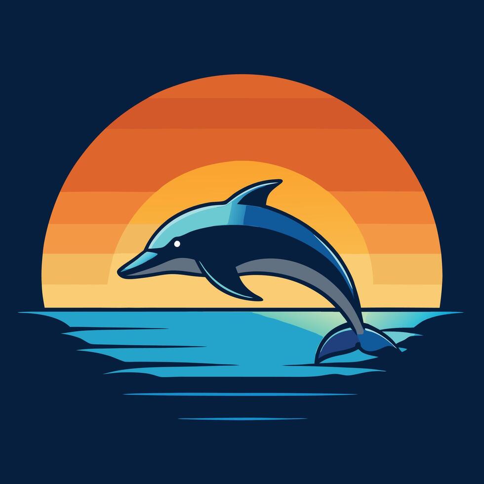 Icon of a Dolphin Leaping Out of the Ocean with Water Splashes vector