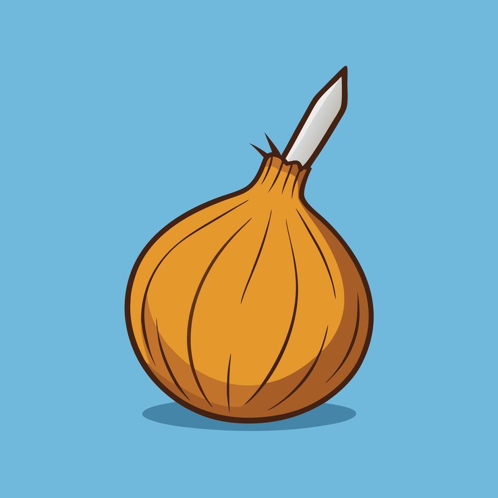 Golden-Brown Onion with Papery Skin for Culinary Use Design vector
