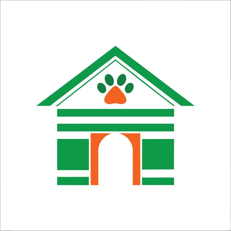 Dog House Icon with a Paw Print on the Roof Pet Home Illustration vector