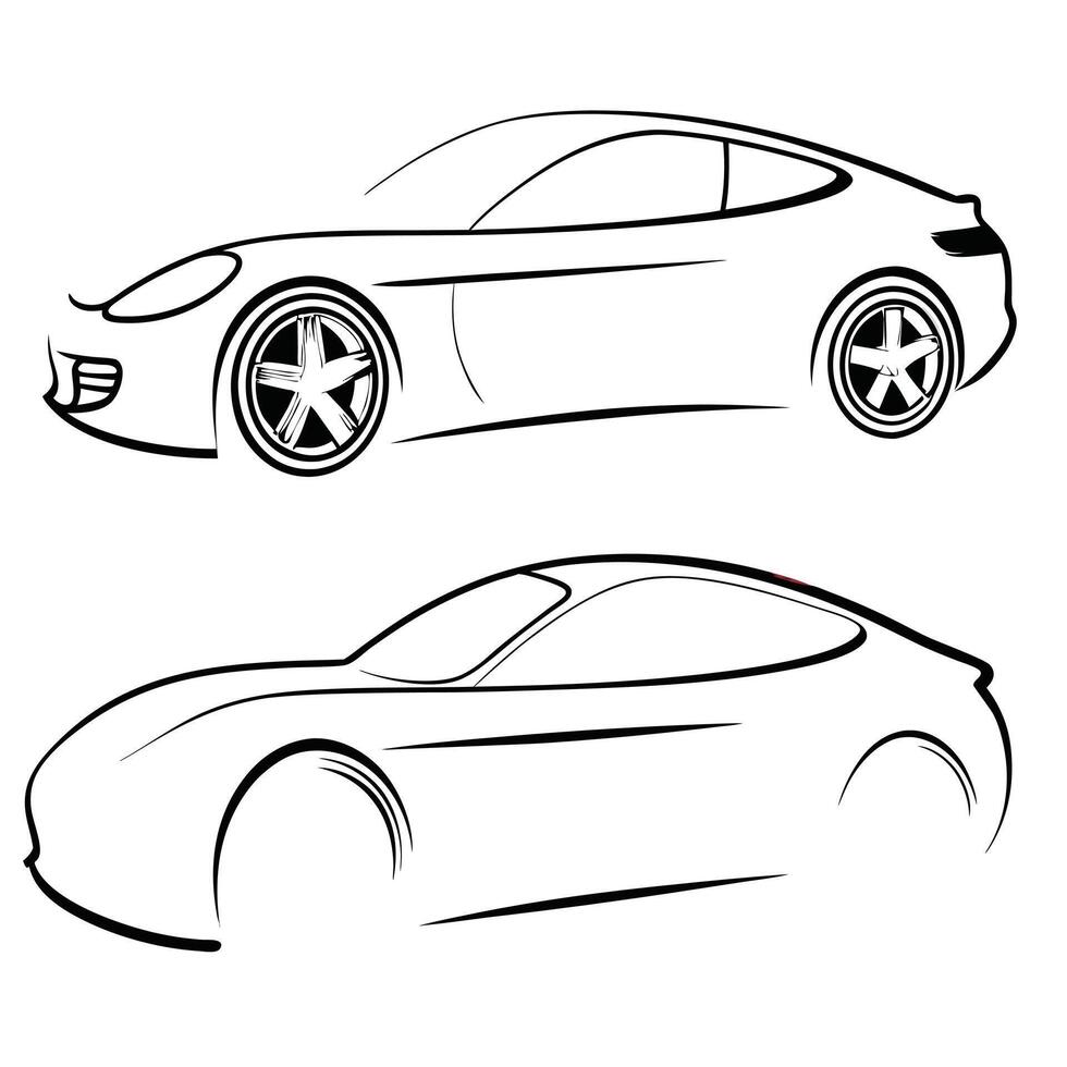 Creative Car Silhouette with Dynamic Red Highlights vector