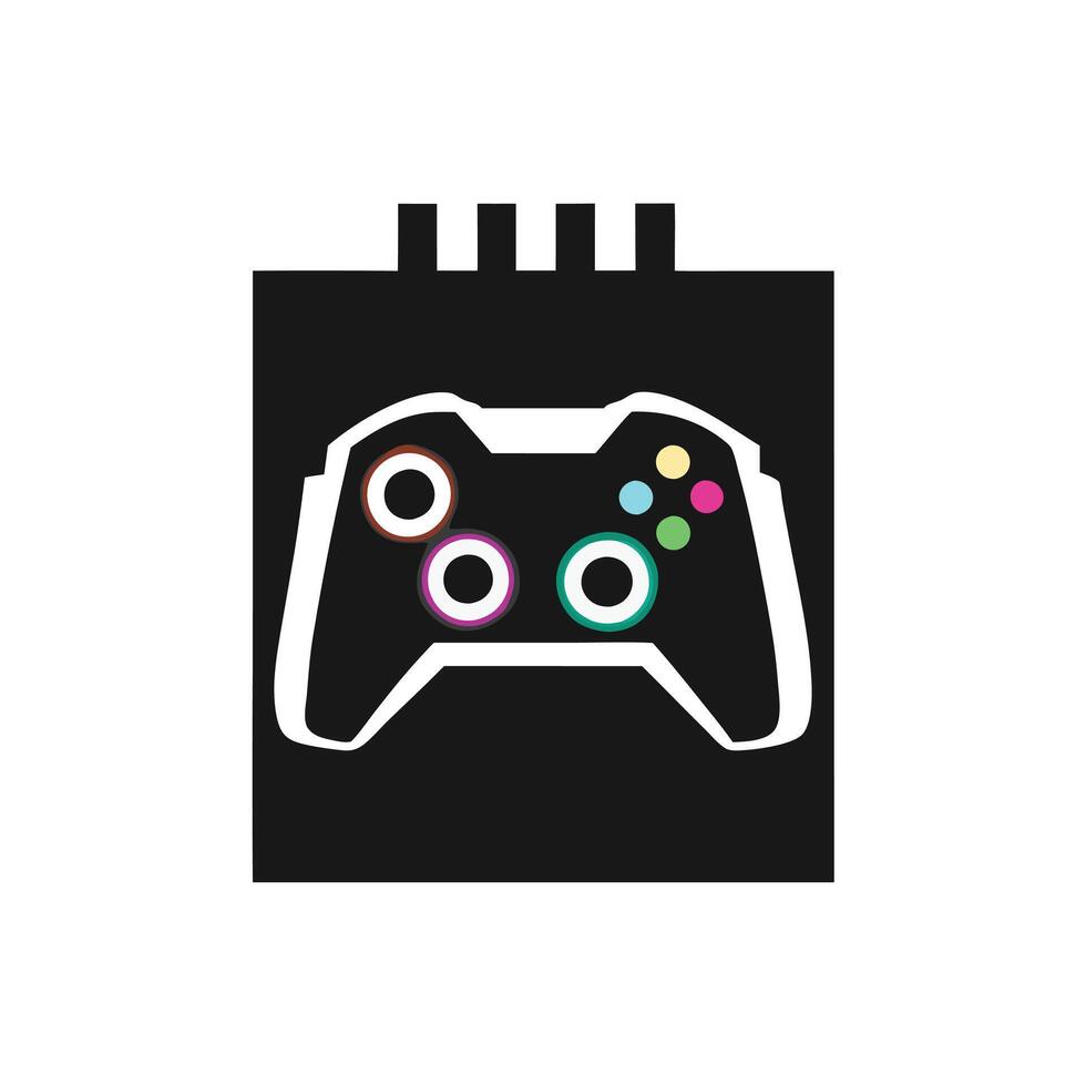 Stylish Black Game Controller with Neon Glowing Buttons vector