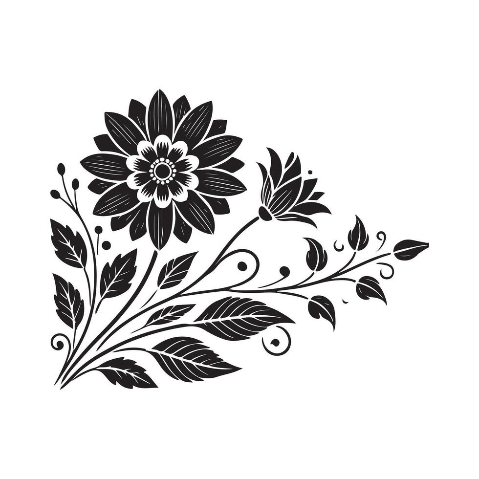 Modern Flower silhouette Style with white background Design vector