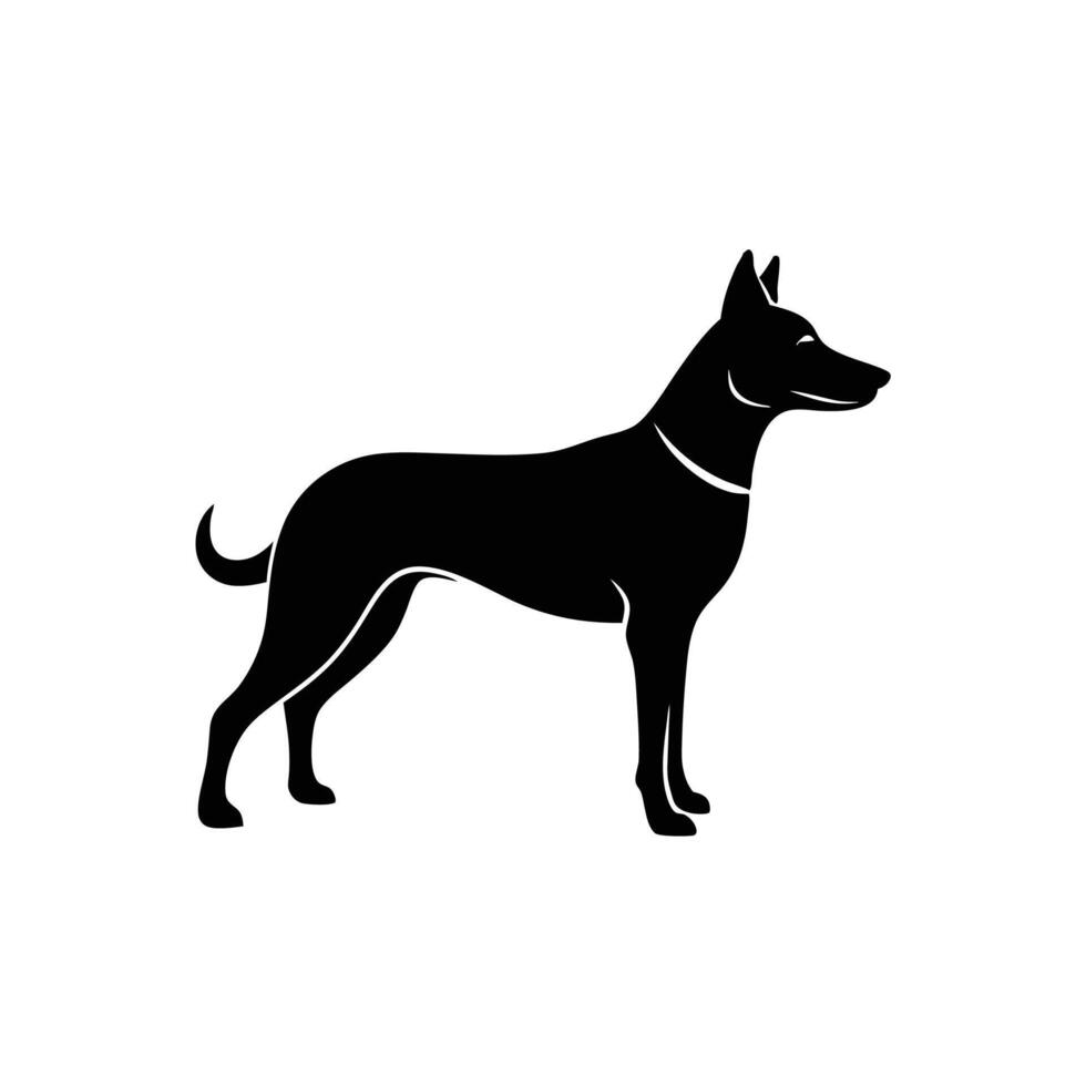 Dog silhouette Style with white background template vector