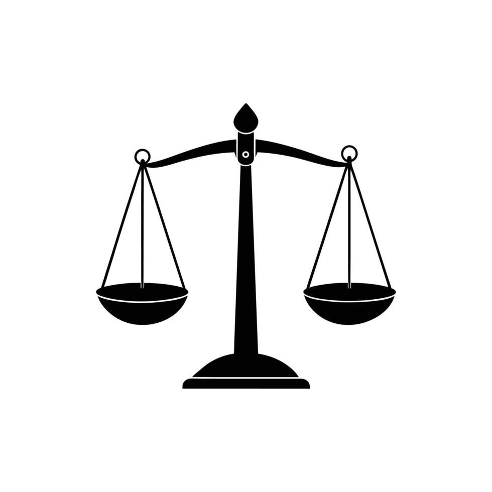 Balance Scale silhouette Style with white background template vector