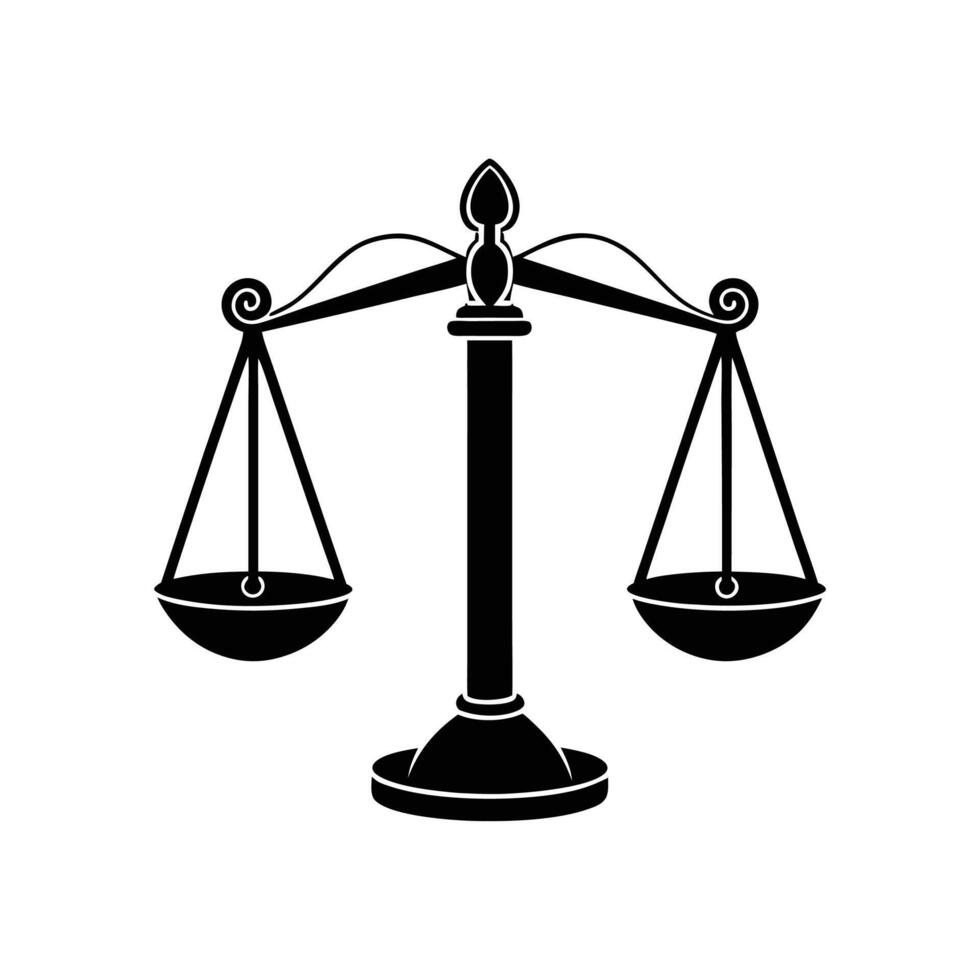Balance Scale silhouette Style with white background design vector