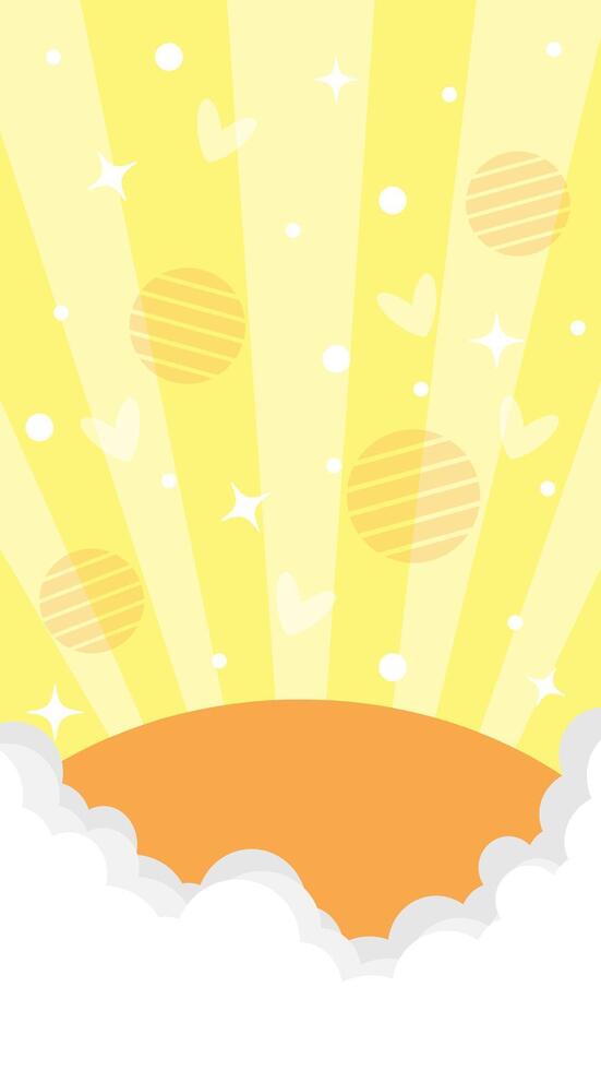 Children's gift paper. Cute sun beam with cloud and sparkling. vector