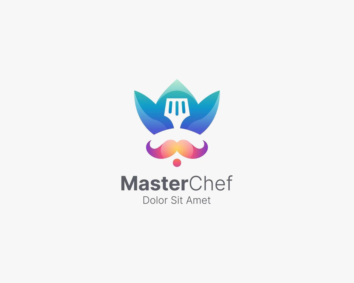 Colorful crown or hat chef with spatula logo vector