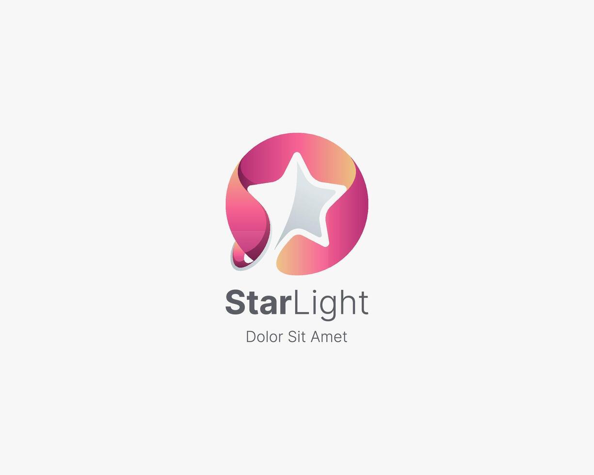 Colorful star with negative star logo gradient vector