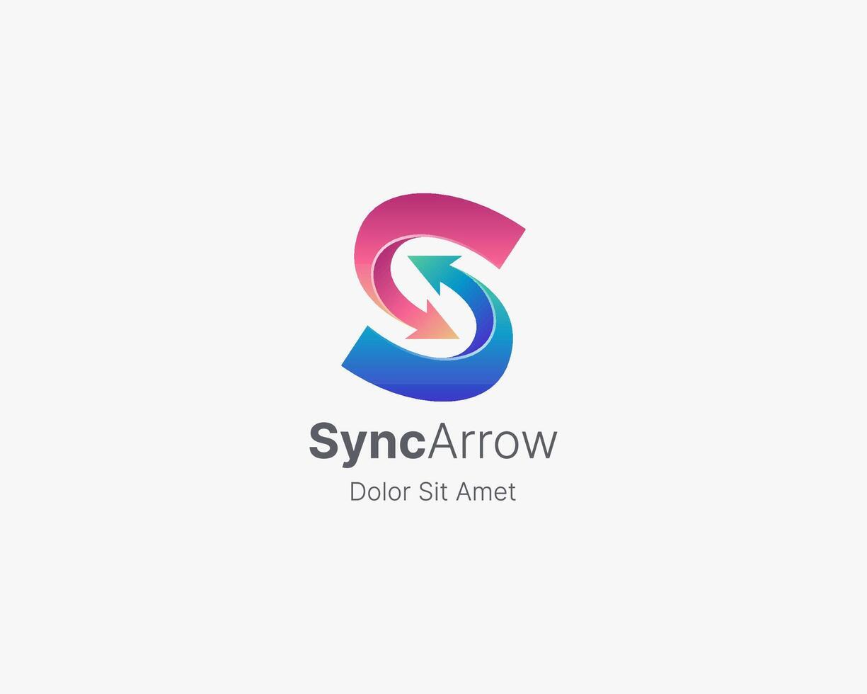 Colorful initial letter s with arrow sync logo vector