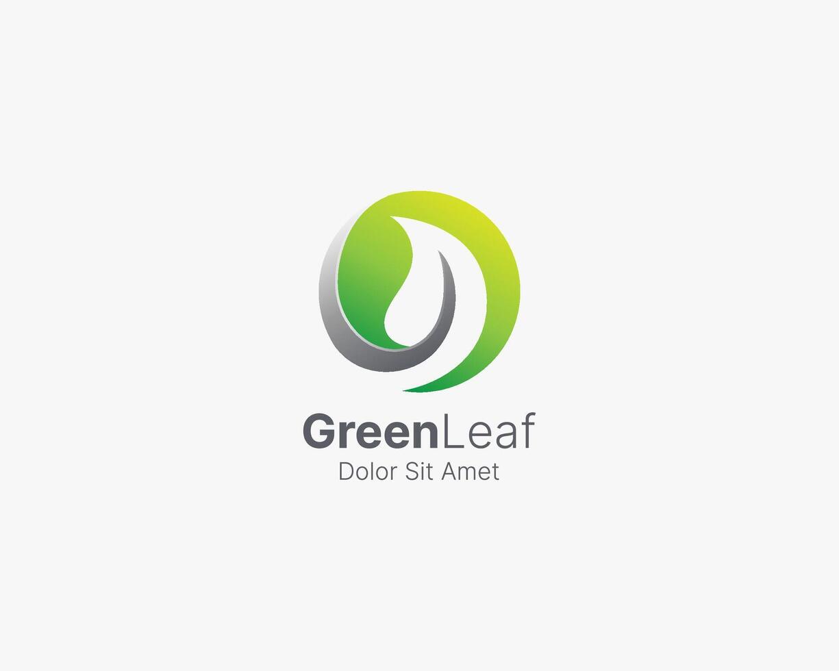 Green circle with abstract negative leaf logo vector