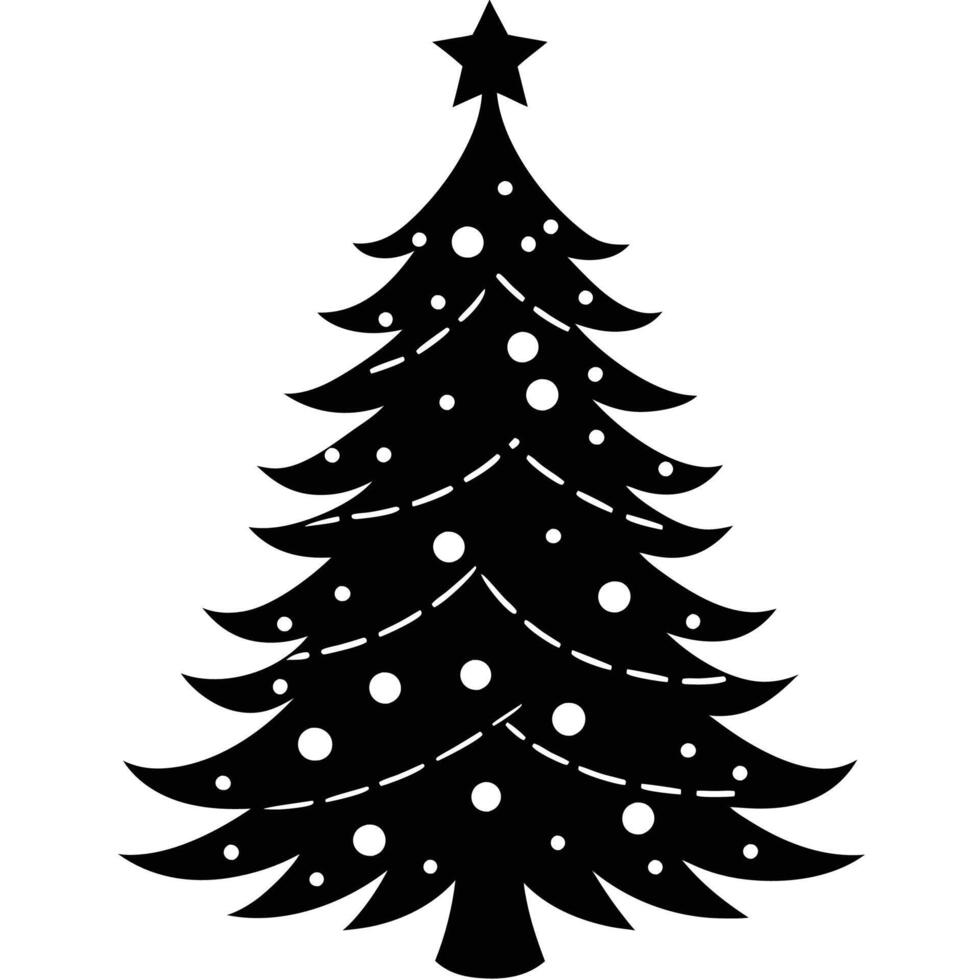 Simple Christmas tree silhouette for festive illustrations vector