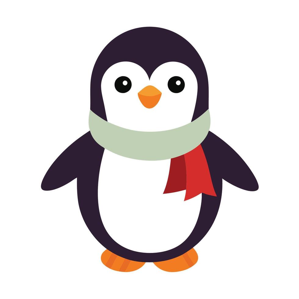Penguin silhouette with scarf for winter themes vector