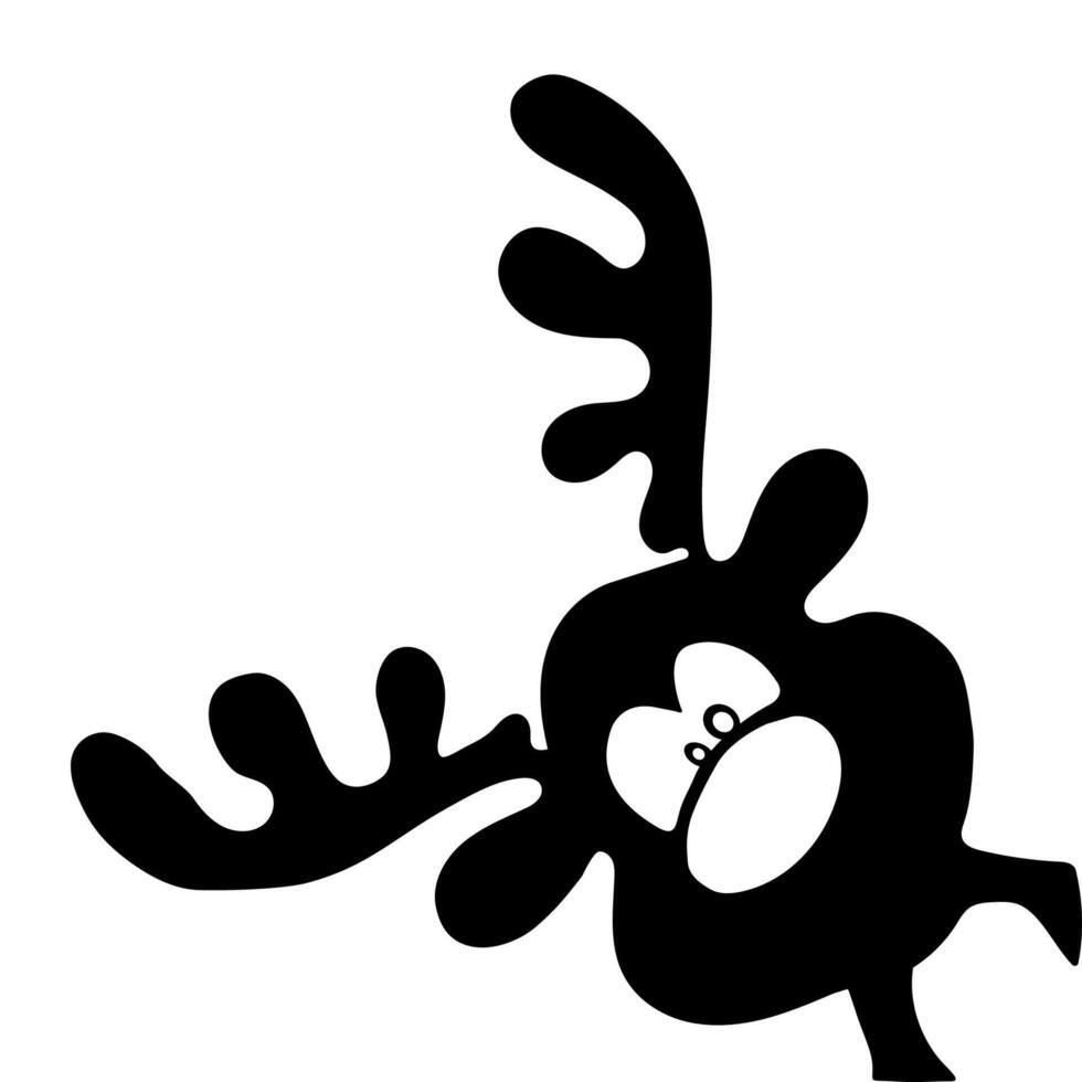 silhouette of funny sitting reindeer cartoon vector