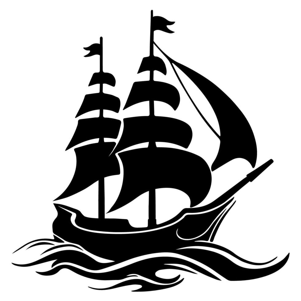 pirate Sailing ship silhouette vector