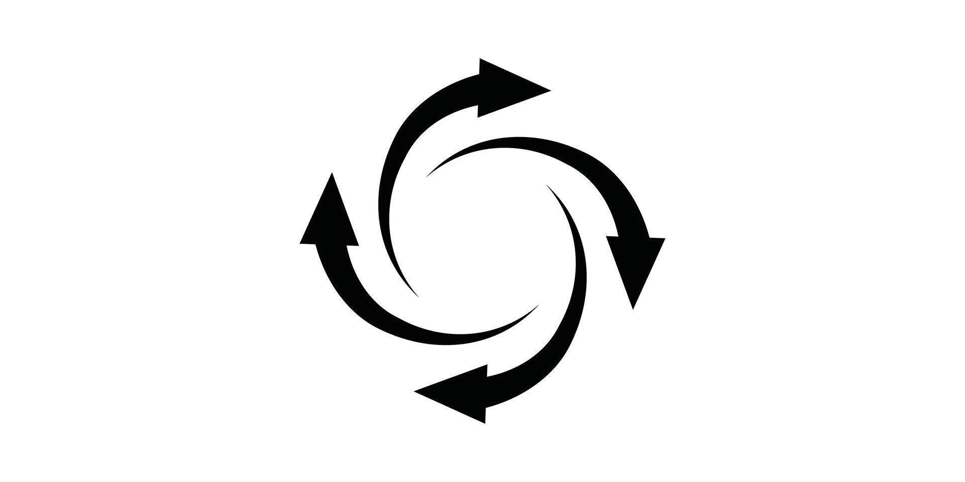 A black and white image of a circular arrow vector