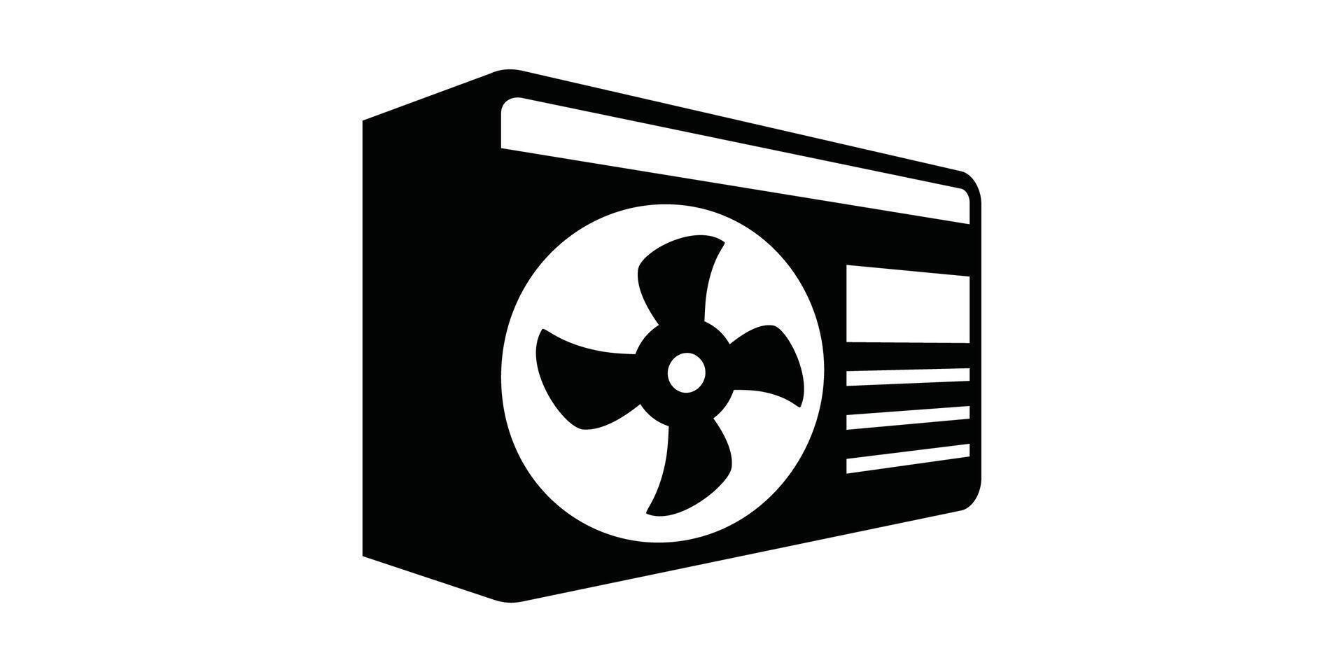 A black and white image of a fan on a computer vector